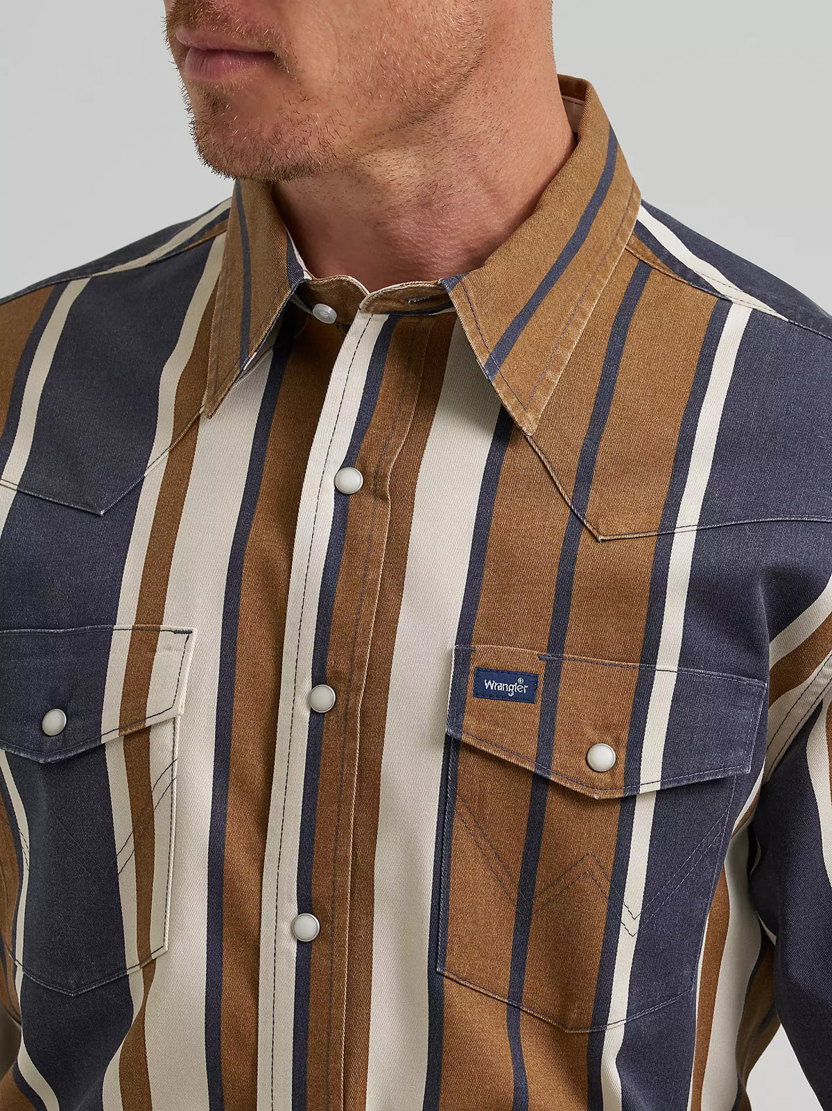 Wrangler Men's Amber Wheat Vintage-Inspired Brushpopper Western Snap Work Shirt 112385789