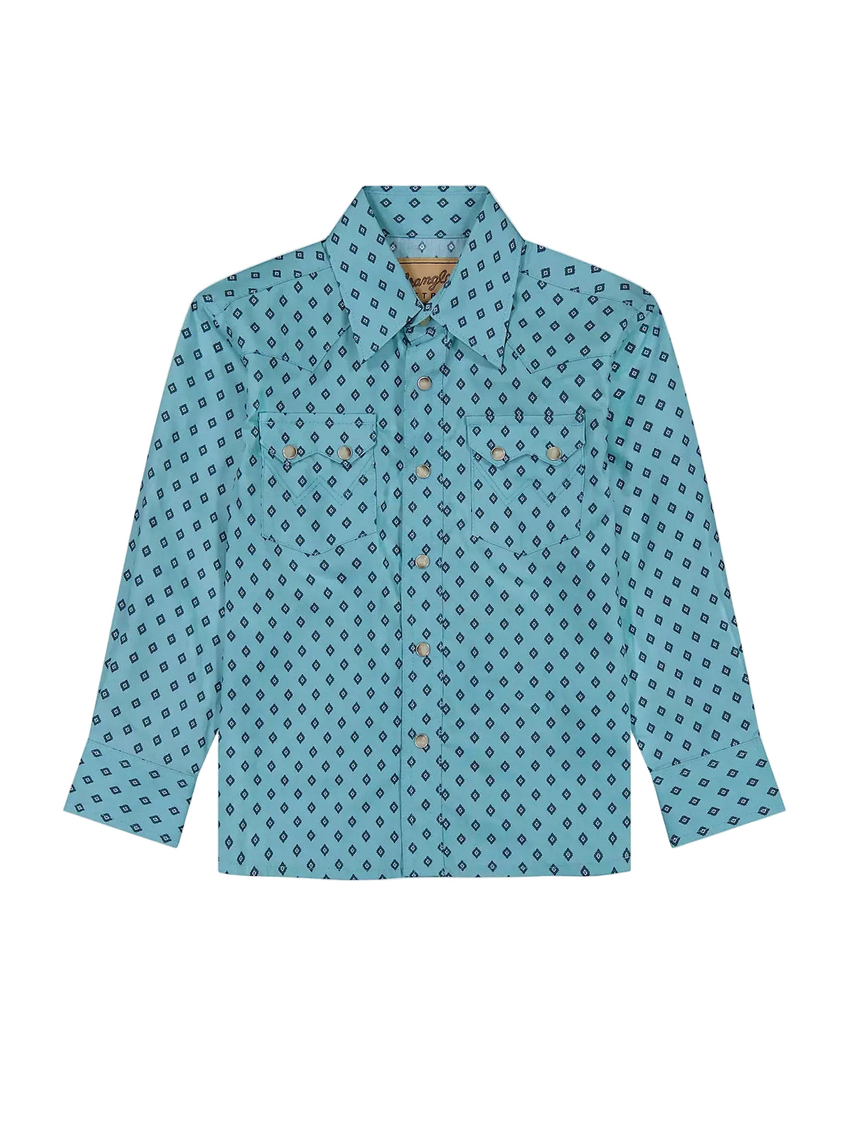 Wrangler Boy's Dusky Teal Retro Western Snap Plaid Shirt with Sawtooth Pockets 112385921