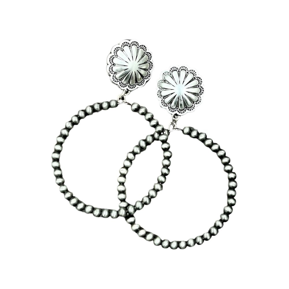 Women's Isac Trading Navajo Pearl Hoop Earrings 723369 - Crazy House Western Wear