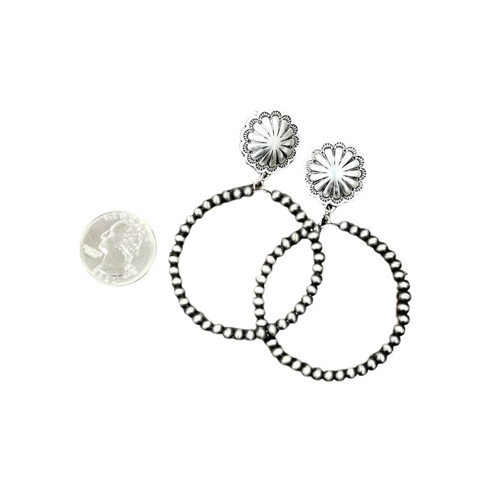 Women's Isac Trading Navajo Pearl Hoop Earrings 723369 - Crazy House Western Wear