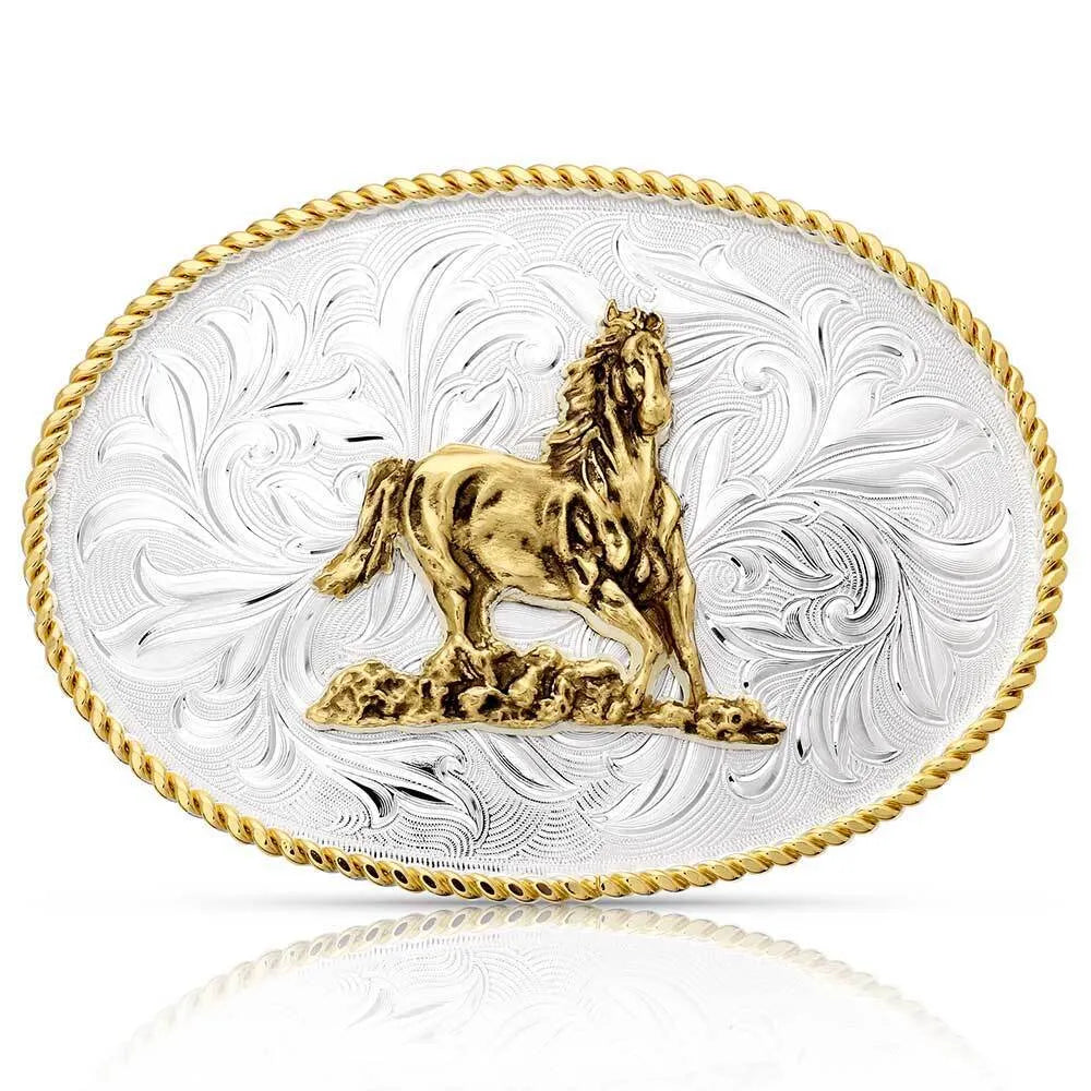 Men's Montana Silversmiths Rosebud Legacy Buckle With Galloping Horse 1256-463