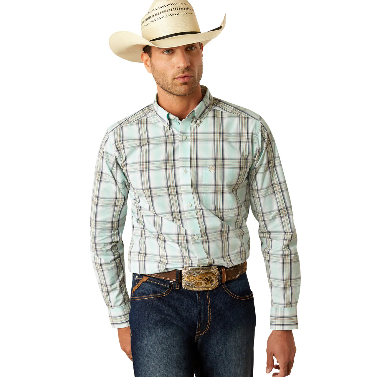 Men's Ariat Pro Series Corban Mint Fitted Shirt 10054808 - Crazy House Western Wear