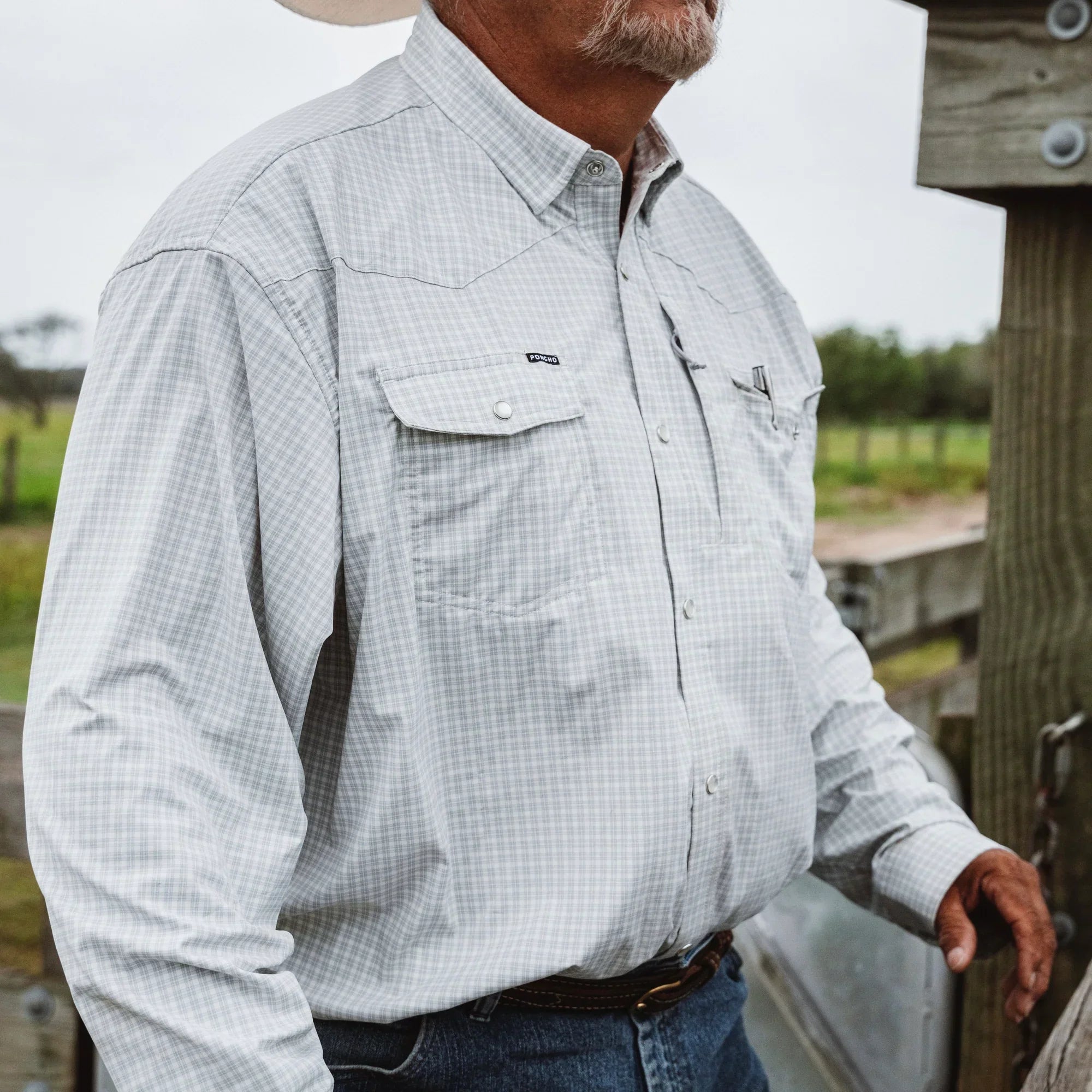 Men's Poncho Long Sleeve "The Lonesome Dove" Snap Shirt