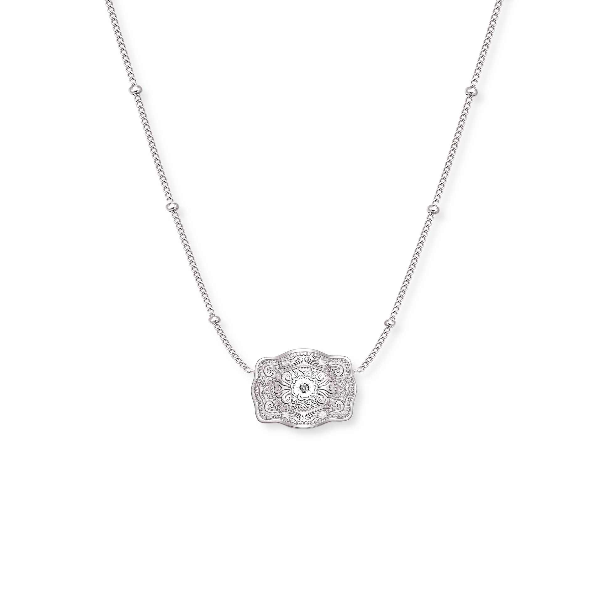 Women's Spurwest Ultra Mini Belt Buckle Necklace (Amelia Rose) U-NK-SLV-BC-101 - Crazy House Western Wear