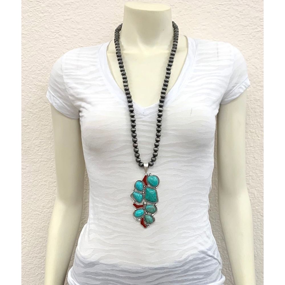 Women's Isac 30" Navajo Pearl Turquoise Necklace