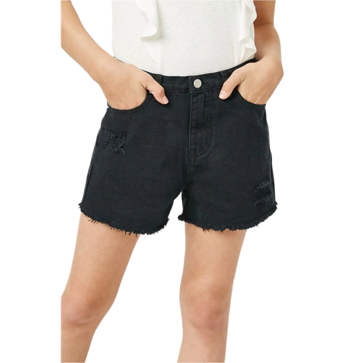 Girls Hayden Stonewash Distressed Denim Shorts GJ3329 - Crazy House Western Wear