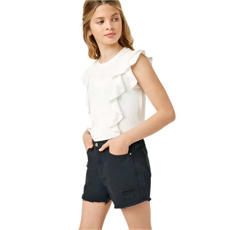 Girls Hayden Stonewash Distressed Denim Shorts GJ3329 - Crazy House Western Wear