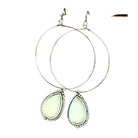 Women's Isac 3.6" Long Drop White Turquoise 65mm Hoop Earrings