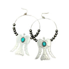 Women's Isac 3.7" Long 65mm Navajo Turquoise Hoop Earrings