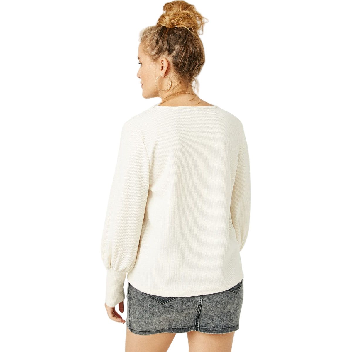 Women's Rib Cuff Knit Top HN4155