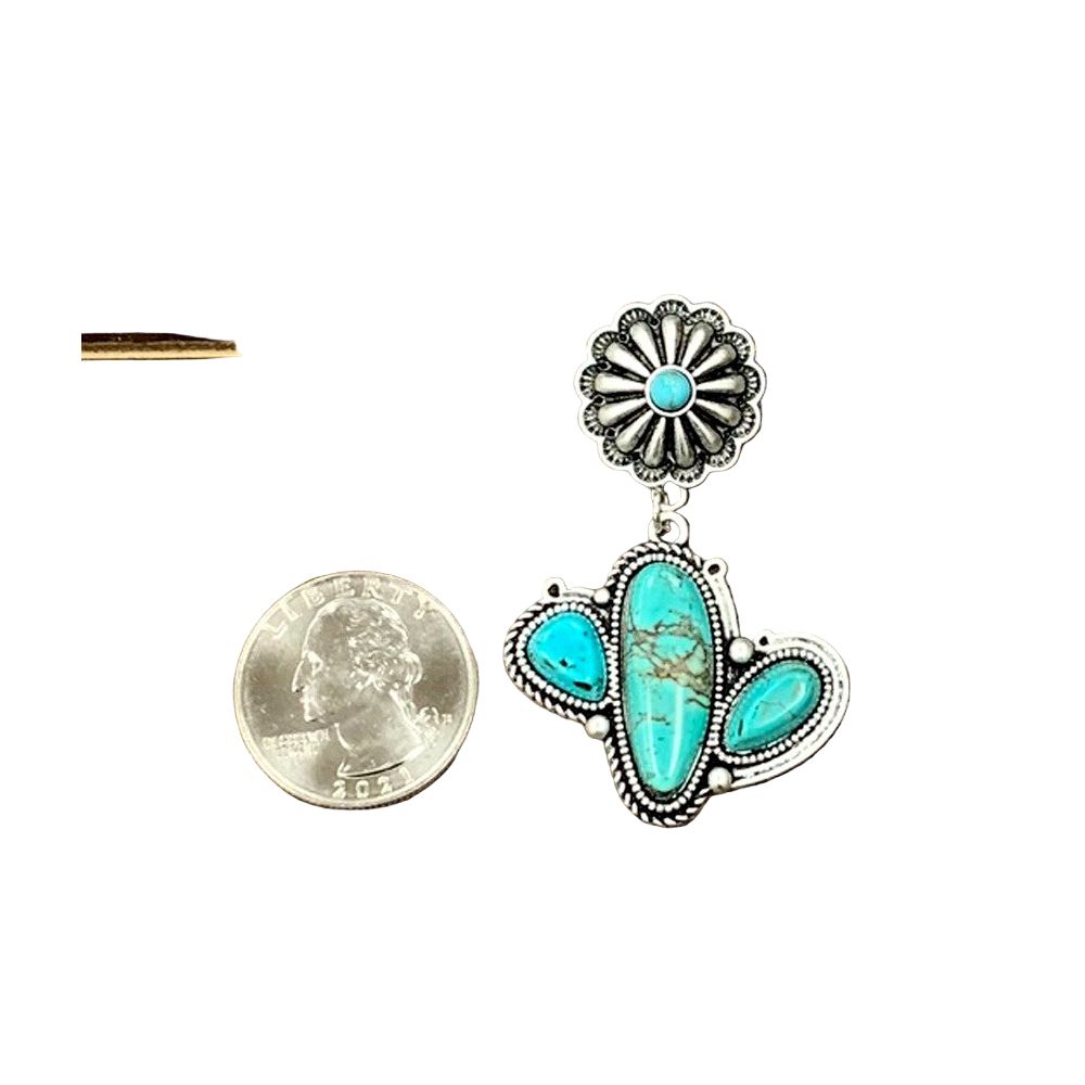 Women's Isac 2.2" Long Cactus Turquoise Earrings
