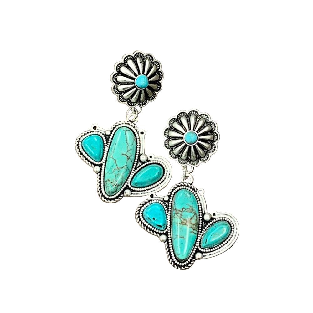 Women's Isac 2.2" Long Cactus Turquoise Earrings