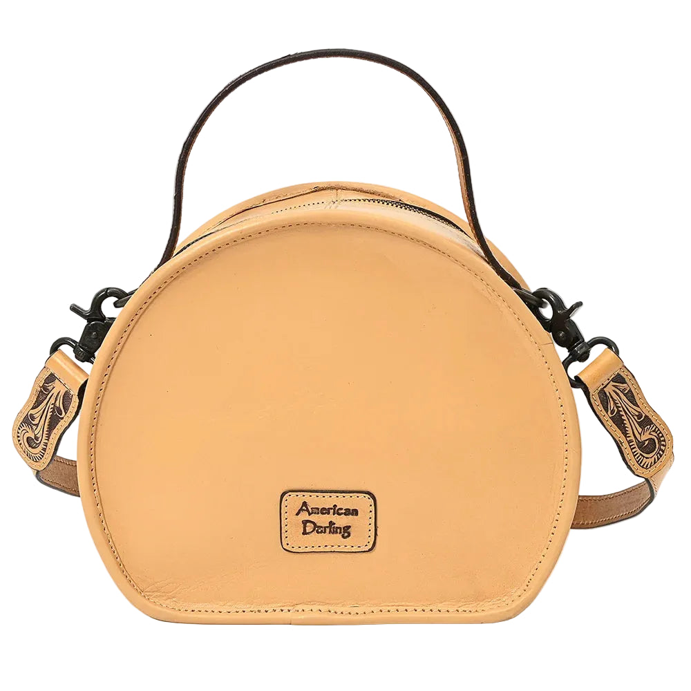 American Darling Women's Round Hand Tooled Leather Canteen Bag ADBGZ809