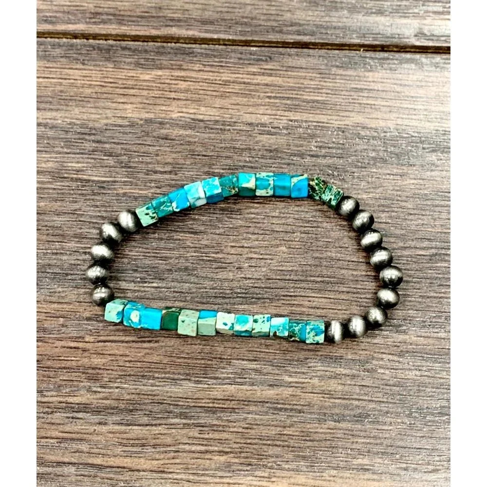 Women's Isac Handmade Navajo Gemstone Stretch Bracelet 711192