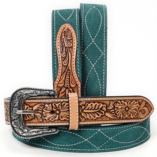 Women's American Darling Green Suede Western Belt ADBLF333