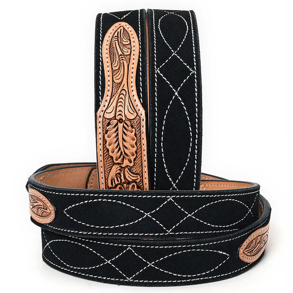 Women's American Darling Black Suede Western Belt ADBLF335