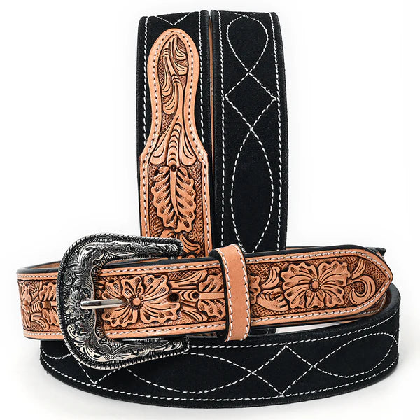 Women's American Darling Black Suede Western Belt ADBLF335