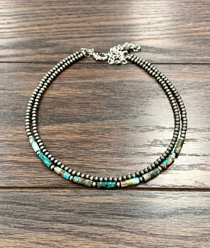 Women's Turquoise and Navajo 15" Western Gemstone Necklace