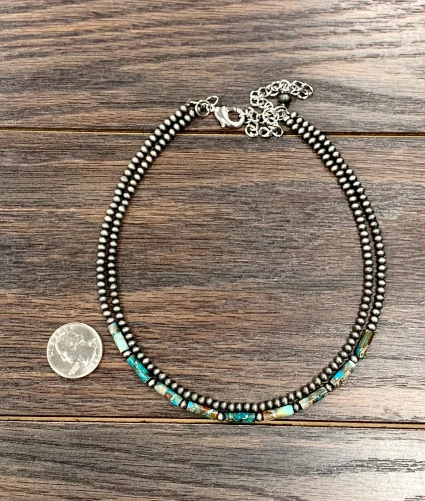 Women's Turquoise and Navajo 15" Western Gemstone Necklace
