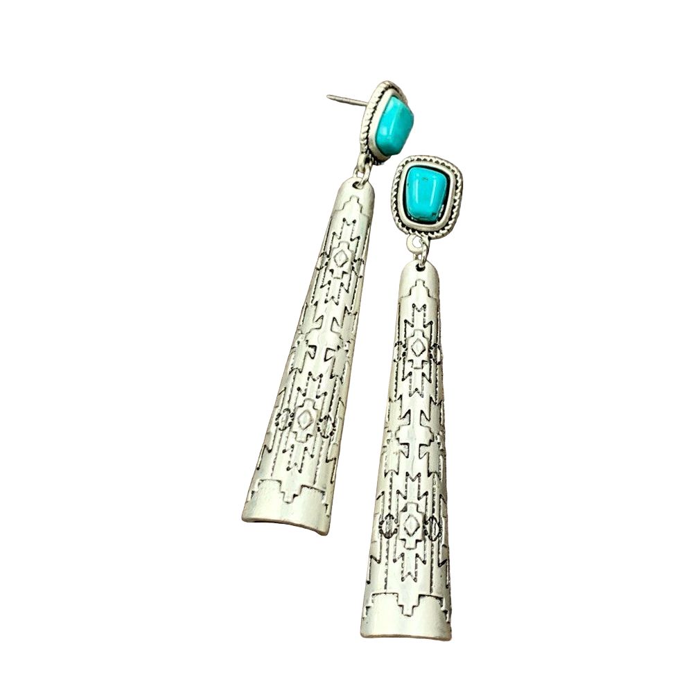 Women's Isac 3" Long Aztec Turquoise Post Earrings