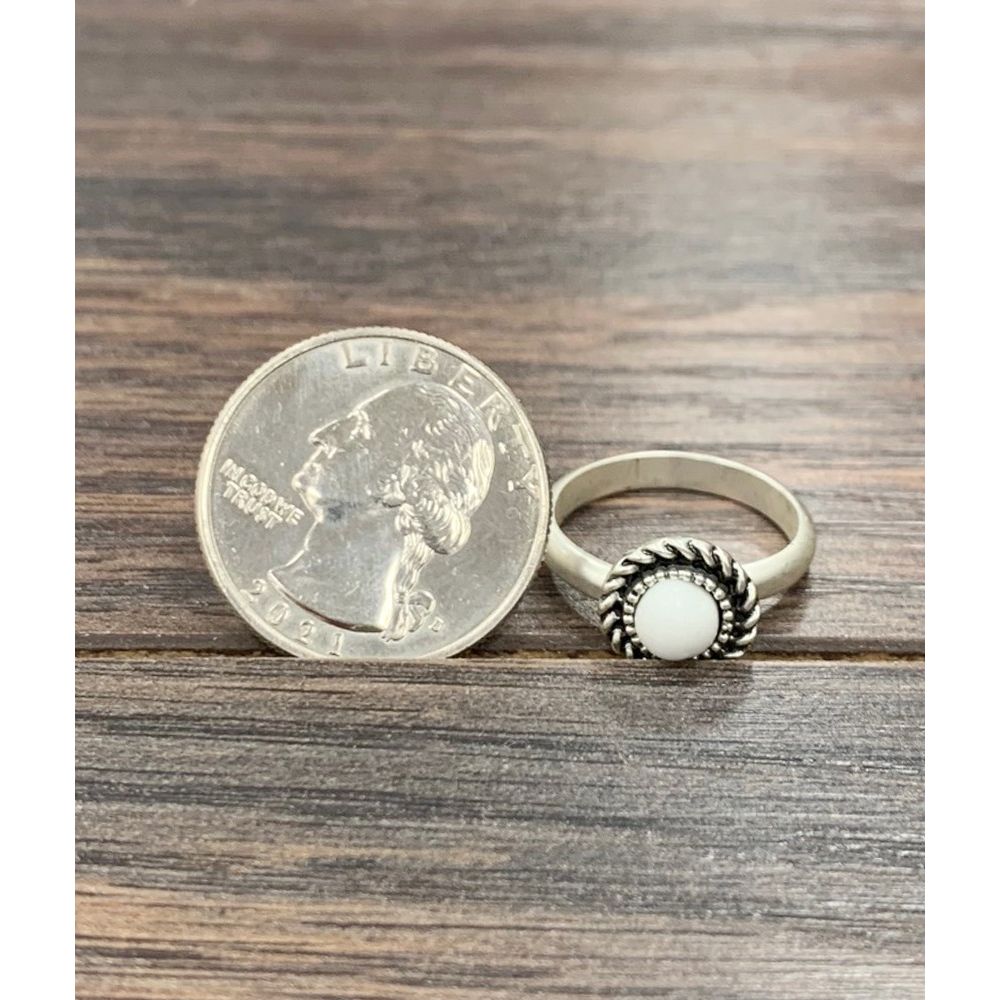 Women's Isac 6mm White Turquoise, Brass Adjustable Ring 750400-1