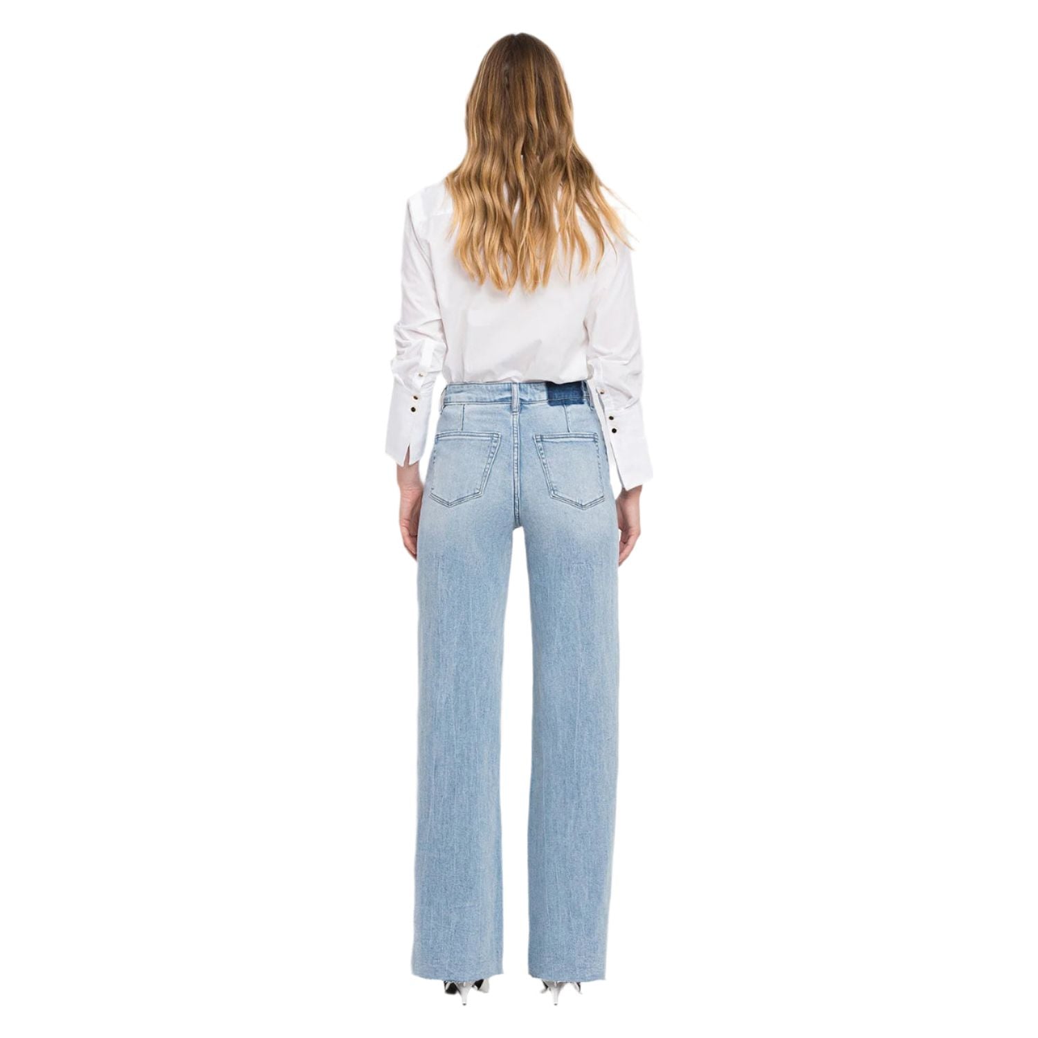 Women's Vervet Super High Rise Clean Cut Raw Hem Wide Leg Jeans V2680N - Crazy House Western Wear