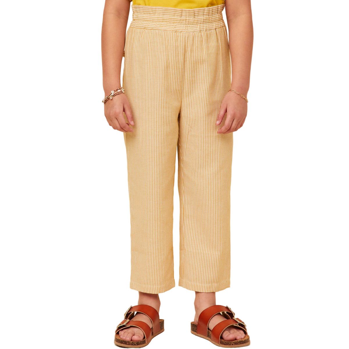 Girls Striped Flap Pocket Paperbag Waist Pants GY5987