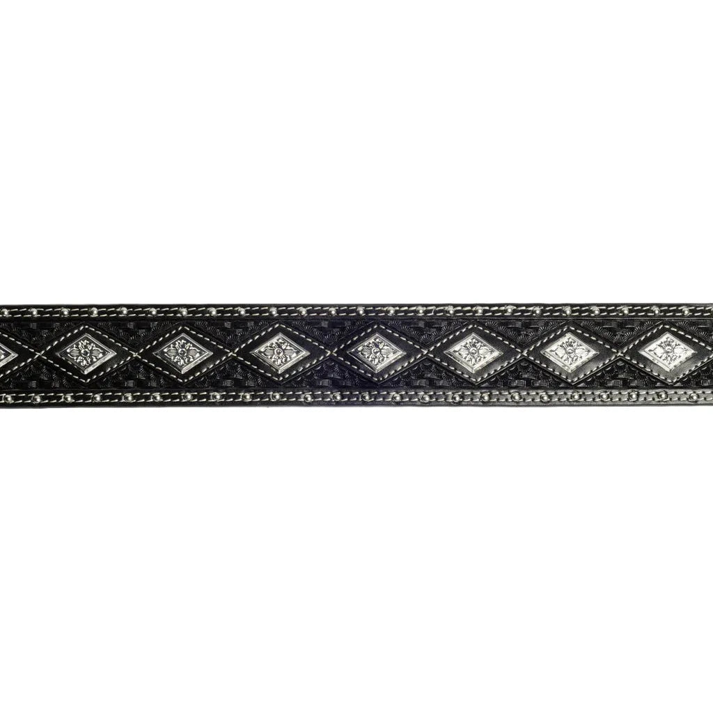 Men's Cowboy Chrome Black Belt with Nailheads and Diamond Conchos 1612