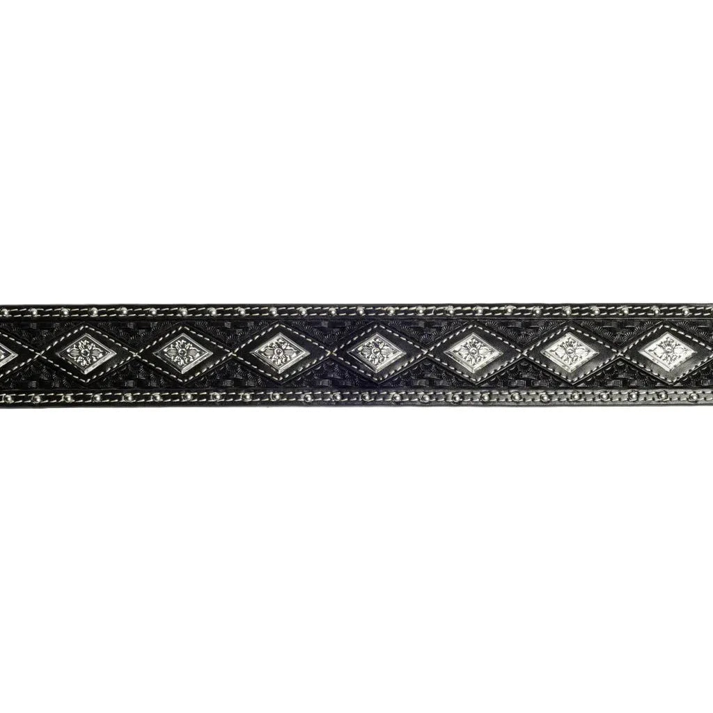 Men's Cowboy Chrome Black Belt with Nailheads and Diamond Conchos 1612