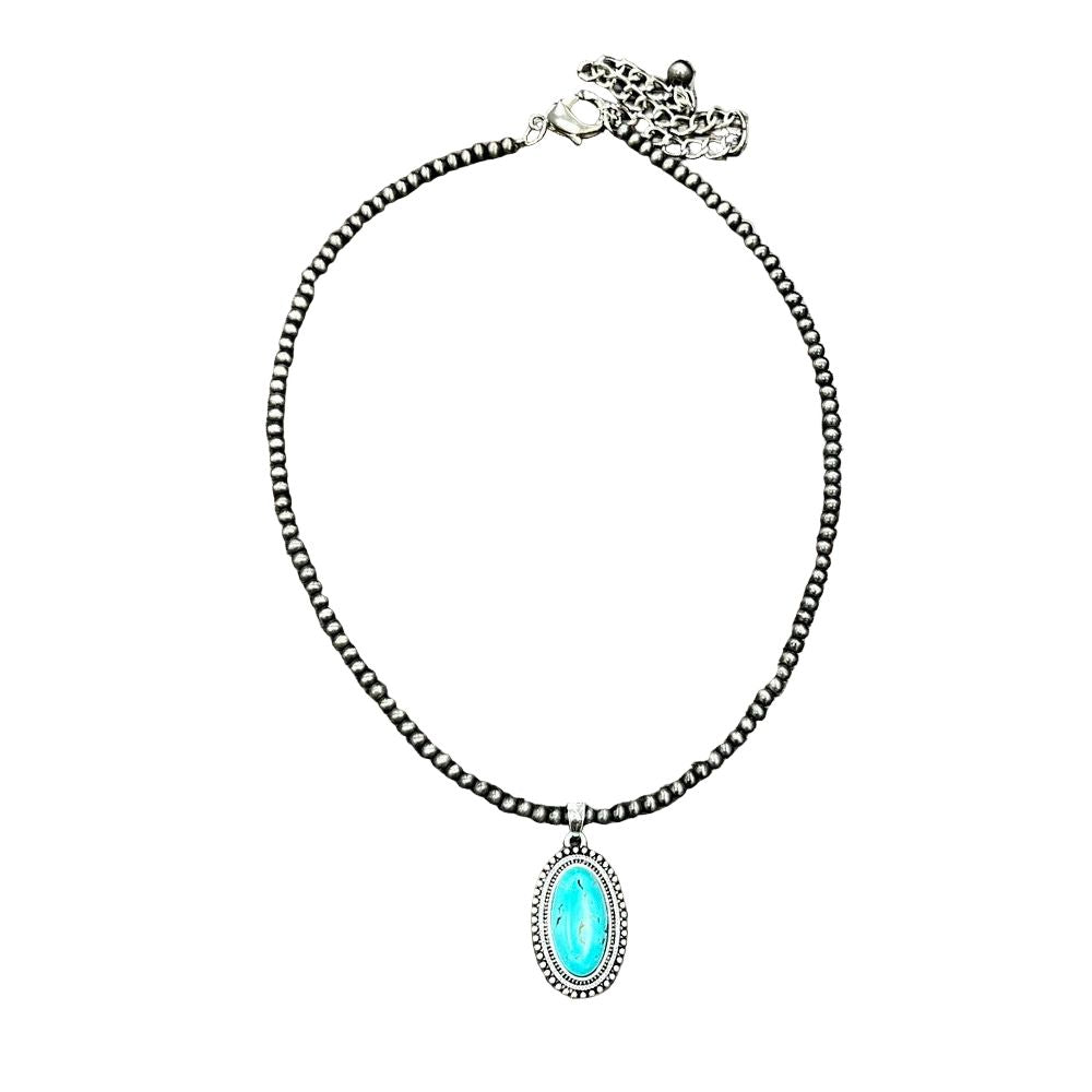 Women's Isac 15-Inch 4mm Navajo Bead Turquoise Necklace