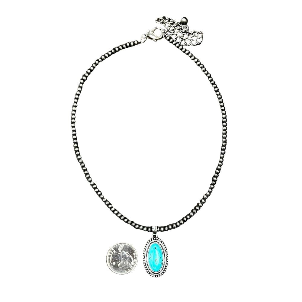 Women's Isac 15-Inch 4mm Navajo Bead Turquoise Necklace
