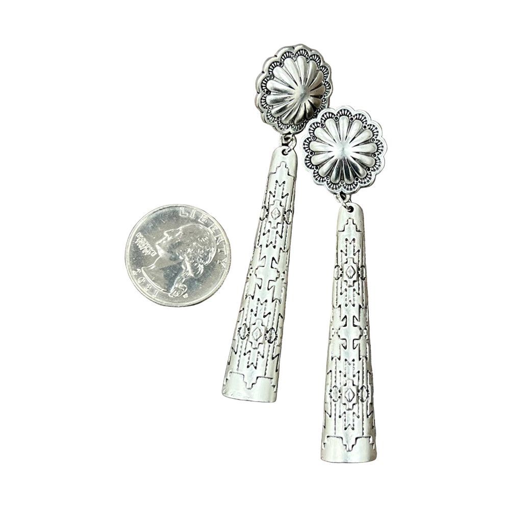 Women's Isac 3.4" Long Aztec Brass Post Earrings