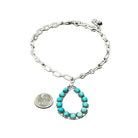 Women's Isac 15" Long Large Chain Necklace Navajo Turquoise Pendant