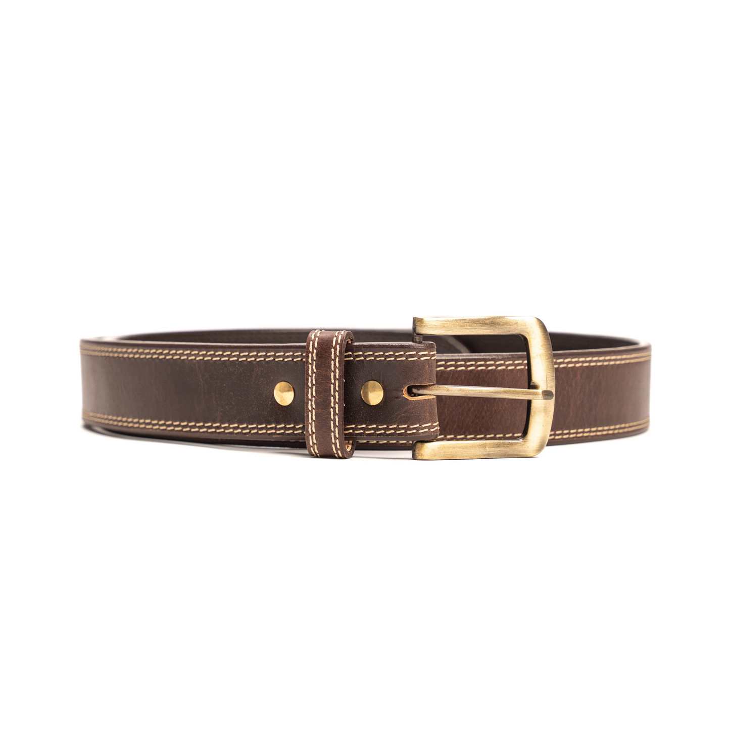 Men's Circle SH Brown Leather Belt HEB3012 - Crazy House Western Wear