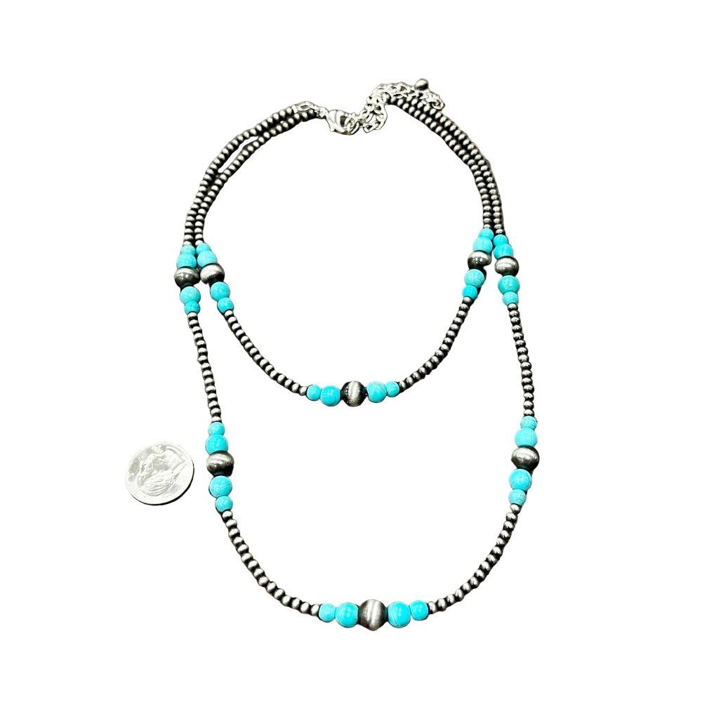 Women's Isac 22-inch Navajo Bead Turquoise Neckline