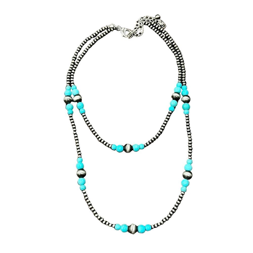 Women's Isac 22-inch Navajo Bead Turquoise Neckline