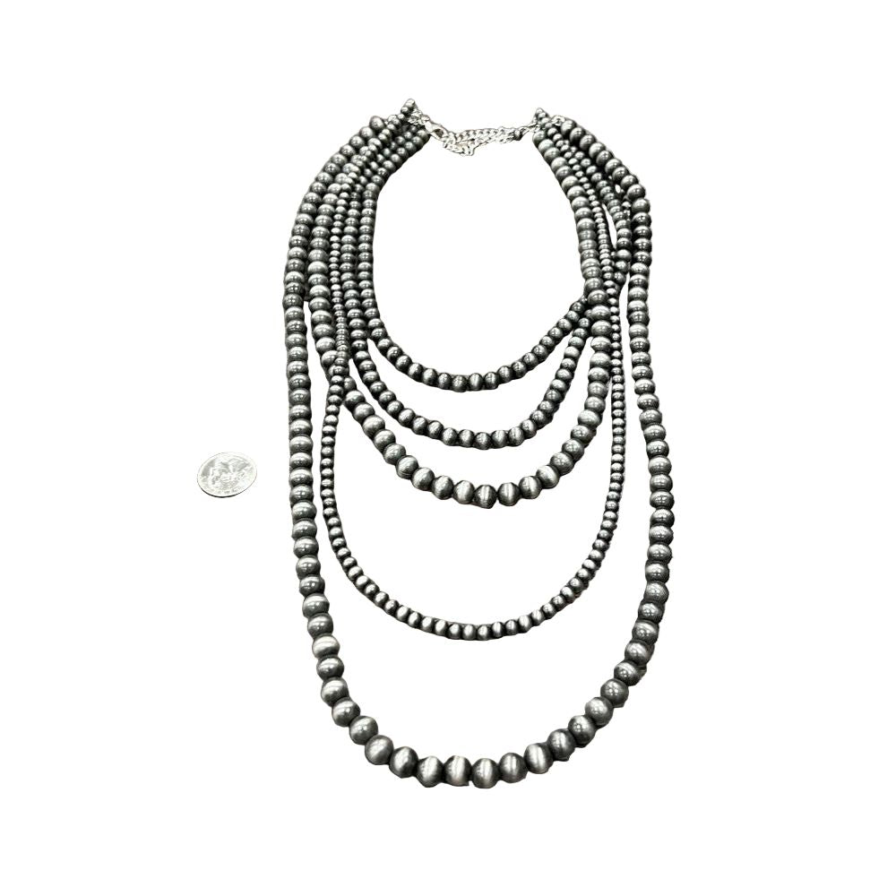 Women's Isac Handmade 5-strand Navajo Bead Necklace