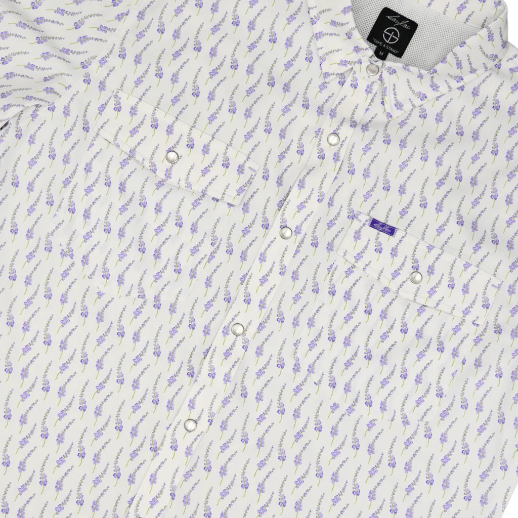 Men's SanJac Short Sleeve Lone Star Bloom Performance Pearl Snap Shirt COA-SS-BLBON