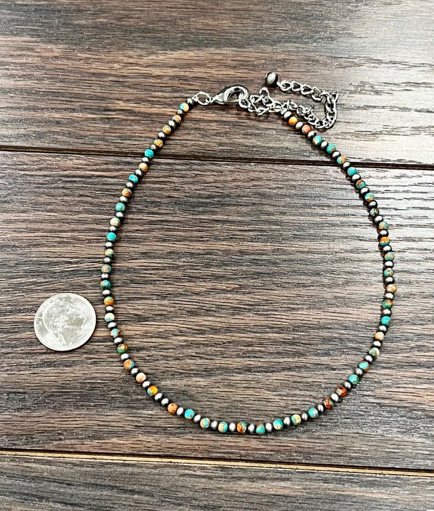 Isac Women's 15" Western 4mm Round Gemstone Necklace