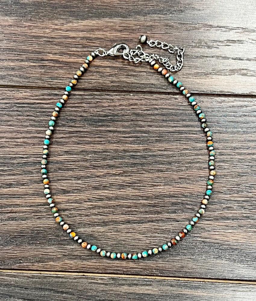 Isac Women's 15" Western 4mm Round Gemstone Necklace