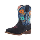 Girl's Roper Flower Power Blue Suede and Denim Shaft Cowgirl Boot 09-018-7022-8706