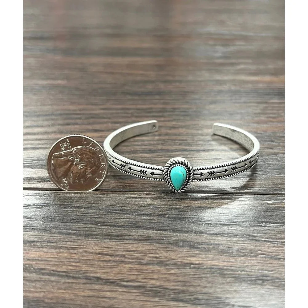 Women's Isac 6mm Drop Turquoise Cuff Bracelet 711349