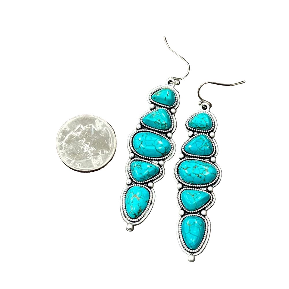Women's Isac 2.5" Long Navajo Turquoise Earrings