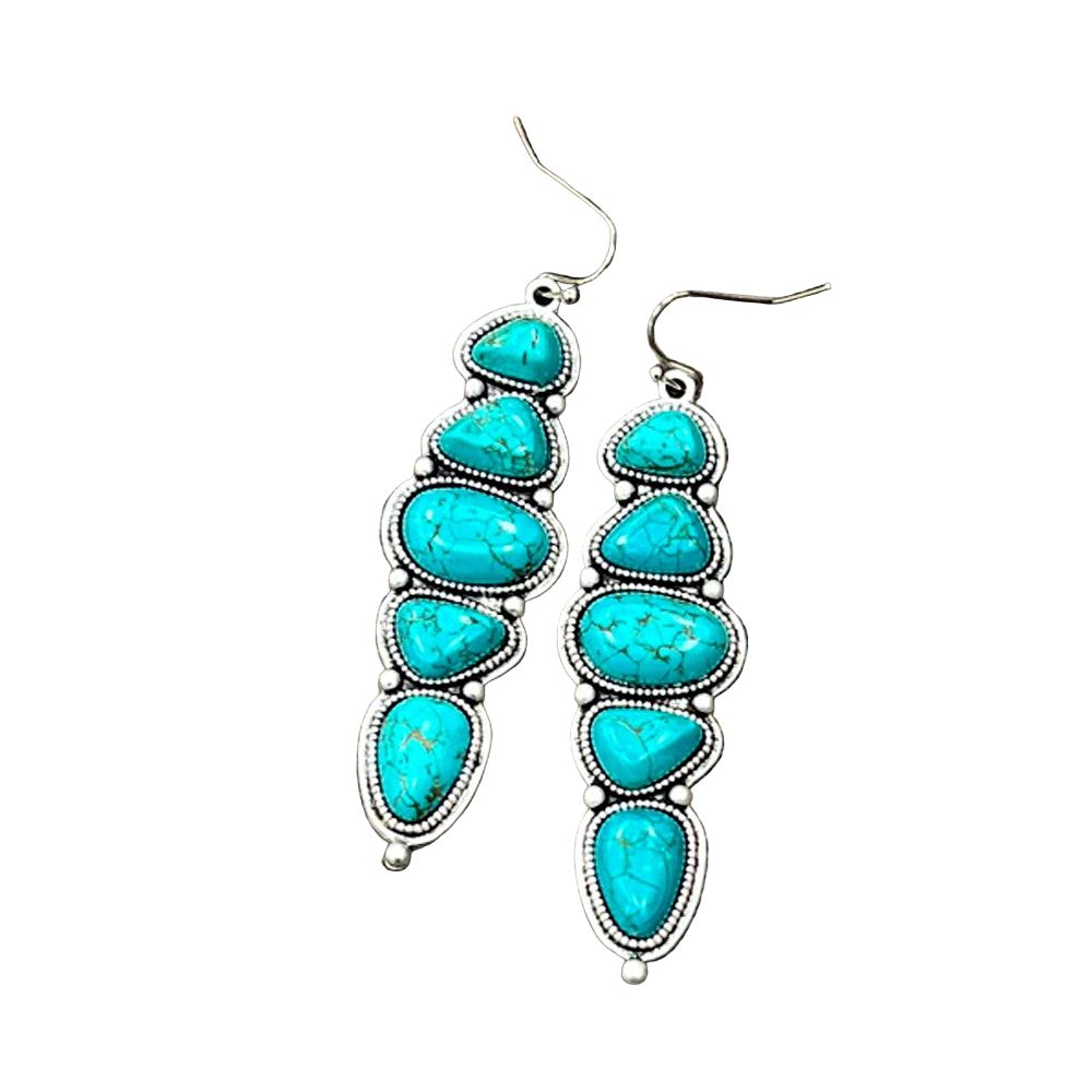 Women's Isac 2.5" Long Navajo Turquoise Earrings