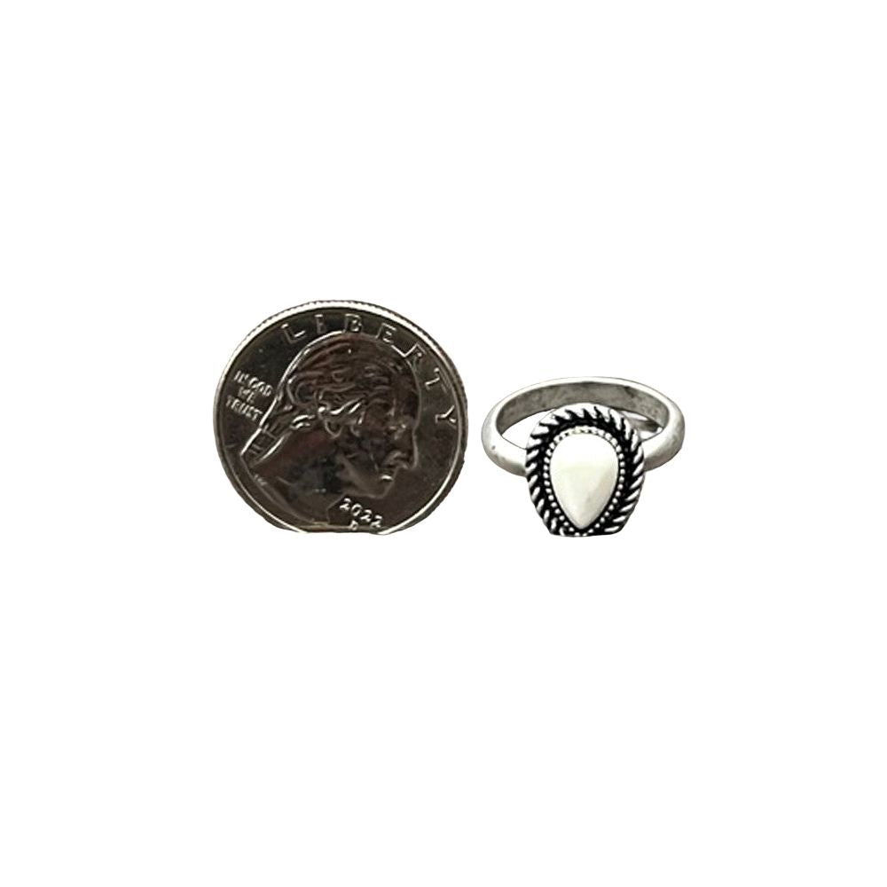 Women's Isac 10mm Drop White Turquoise Adjustable Ring
