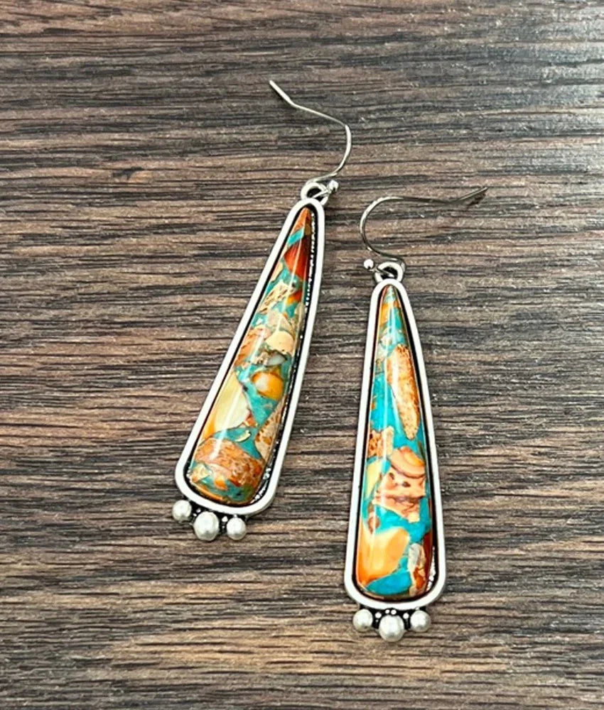 Isac Women's big 2" Western Gemstone Earrings