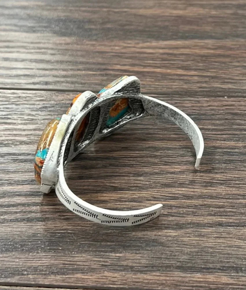 Isac Women's Big Western Gemstone Cuff Bracelet