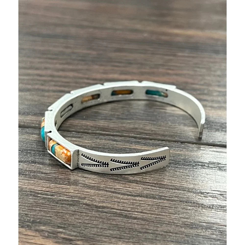 Women's Isac Navajo-Inspired Bar Gemstone Cuff Bracelet 711387