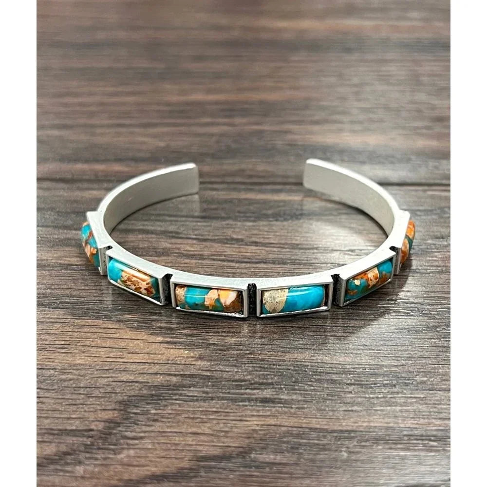 Women's Isac Navajo-Inspired Bar Gemstone Cuff Bracelet 711387