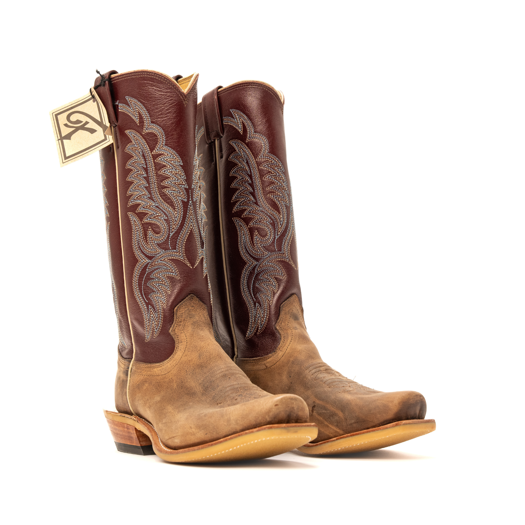 Men's Fenoglio Brown Mezkite with 13" Burgundy Top FB00101116 - Crazy House Western Wear